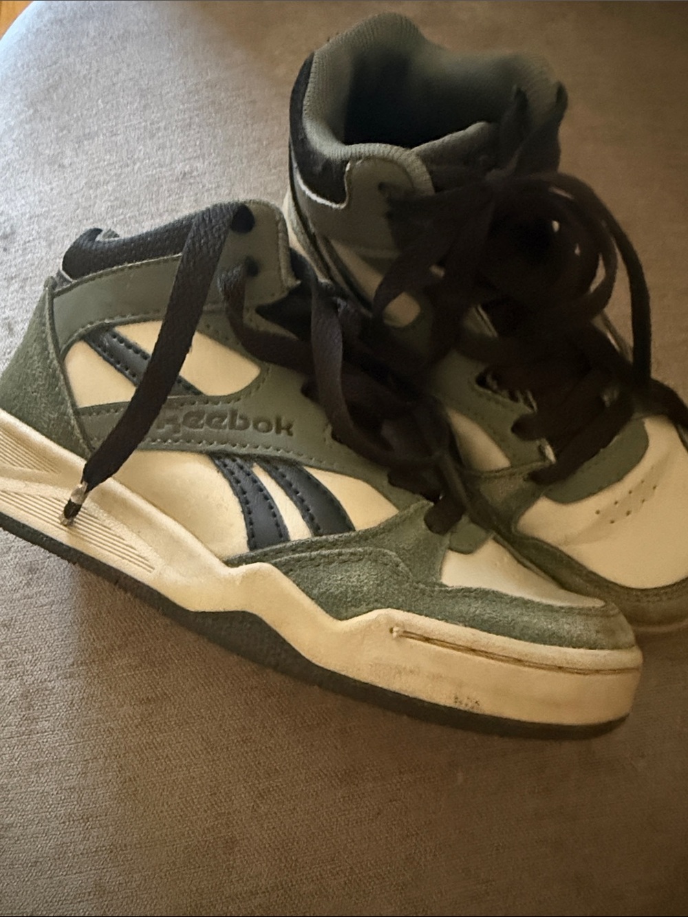 Reebok Kids Olive Green and Navy High-Top Sneakers